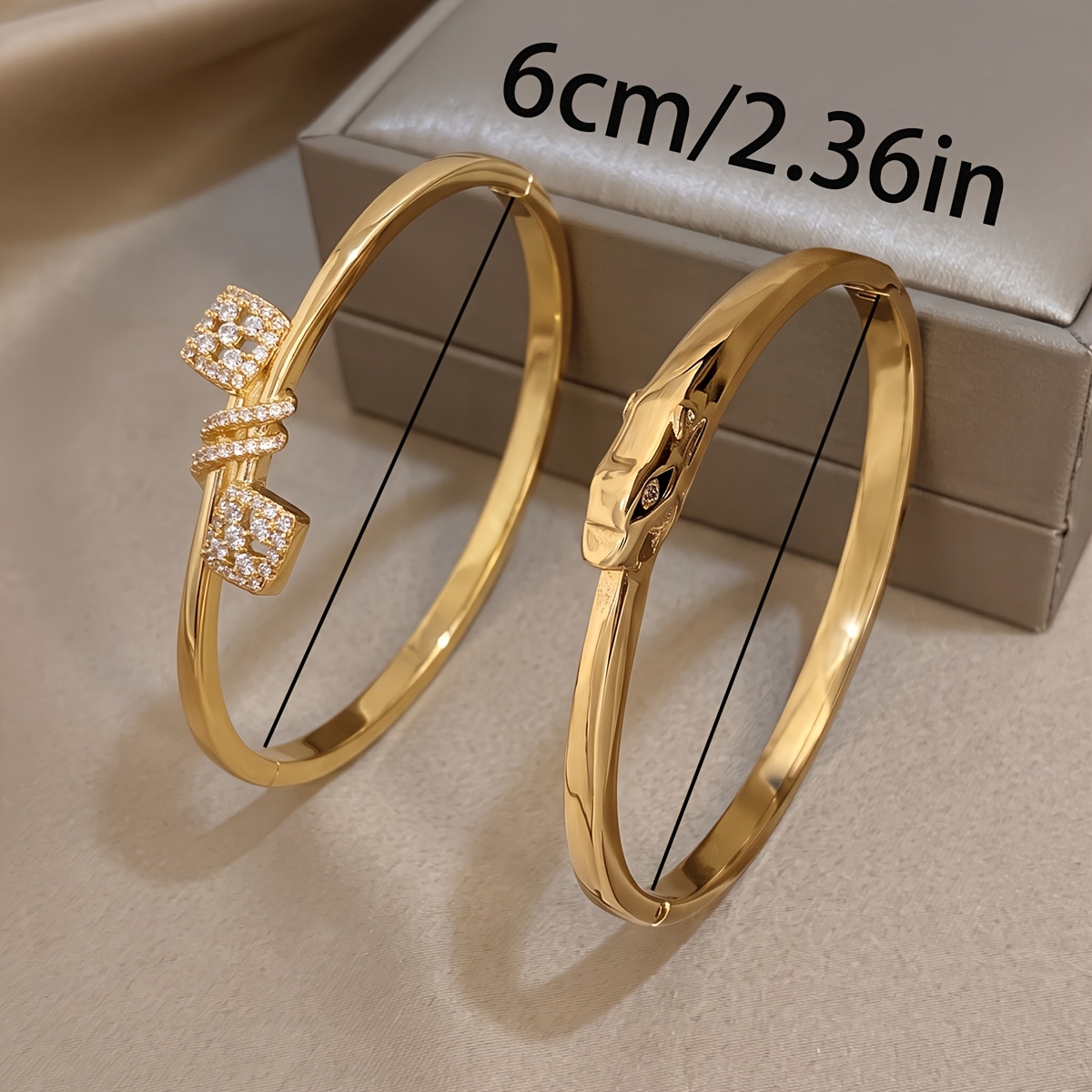 2pc Elegant 18K Golden Plated Bangle Set, Unique Design